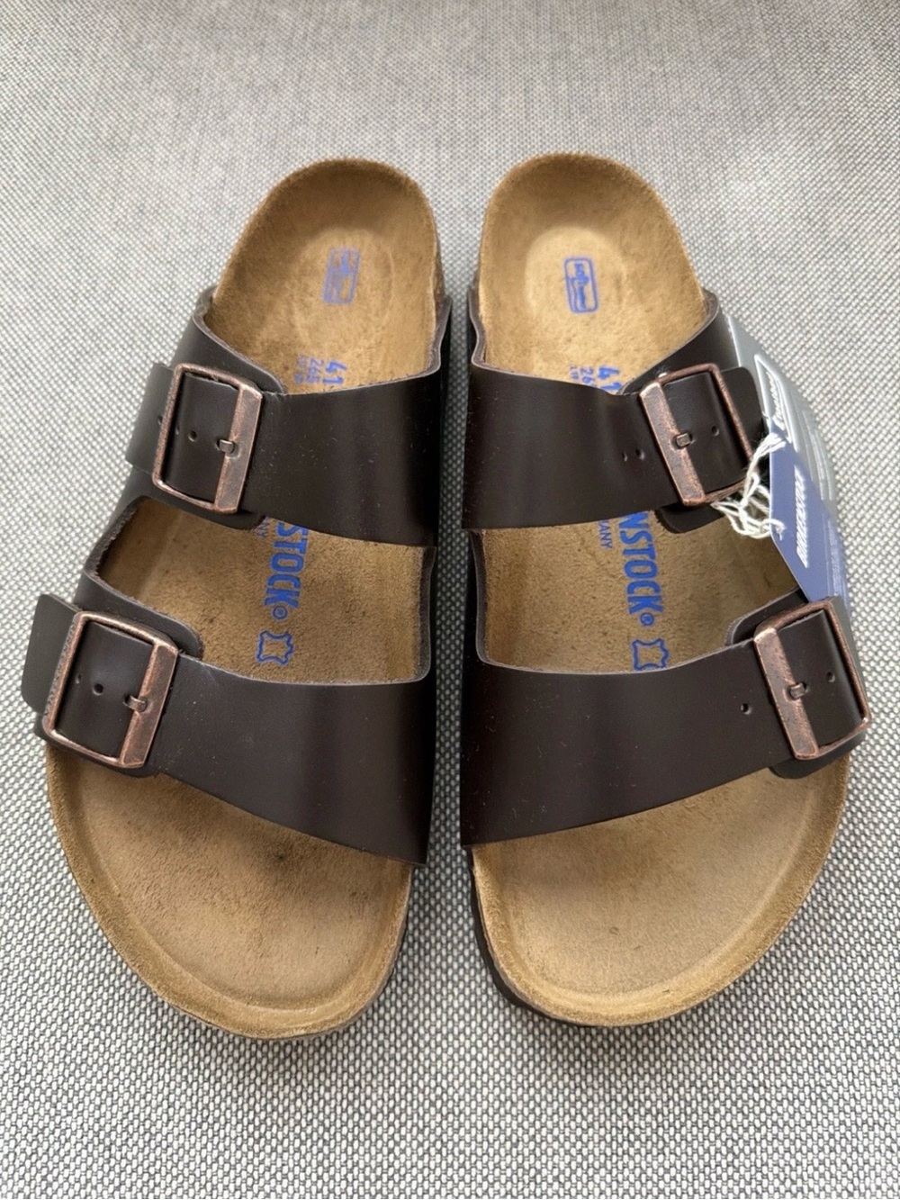 Birkenstock 🔥 Arizona Amalfi Testa Di Moro Leather Buckle Sandals Slides 43 44